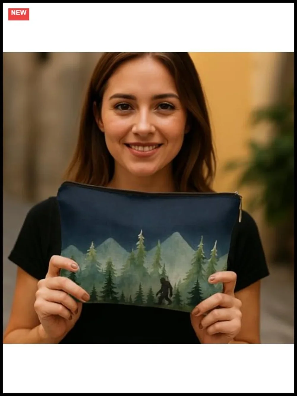 Sasquatch Bigfoot Makeup Bag, Toiletry Cosmetic Pouch, Waterproof Linen Zipper